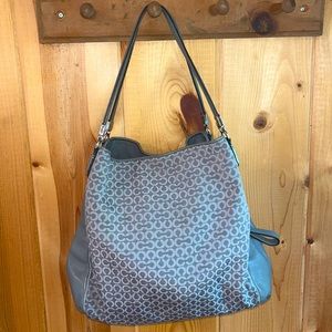 Coach Grey Signature Canvas and Leather Edie 31 Shoulder Bag